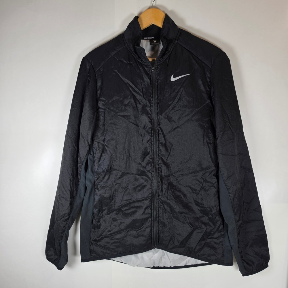 Nike AeroLayer Running Jacket Black Mens Large Full Zip Reflective